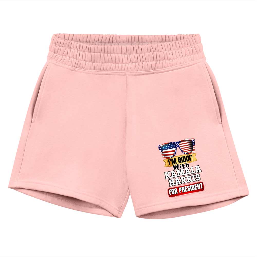 I'm Ridin with Kamala Harris for President. Women's Jogger Short - light pink