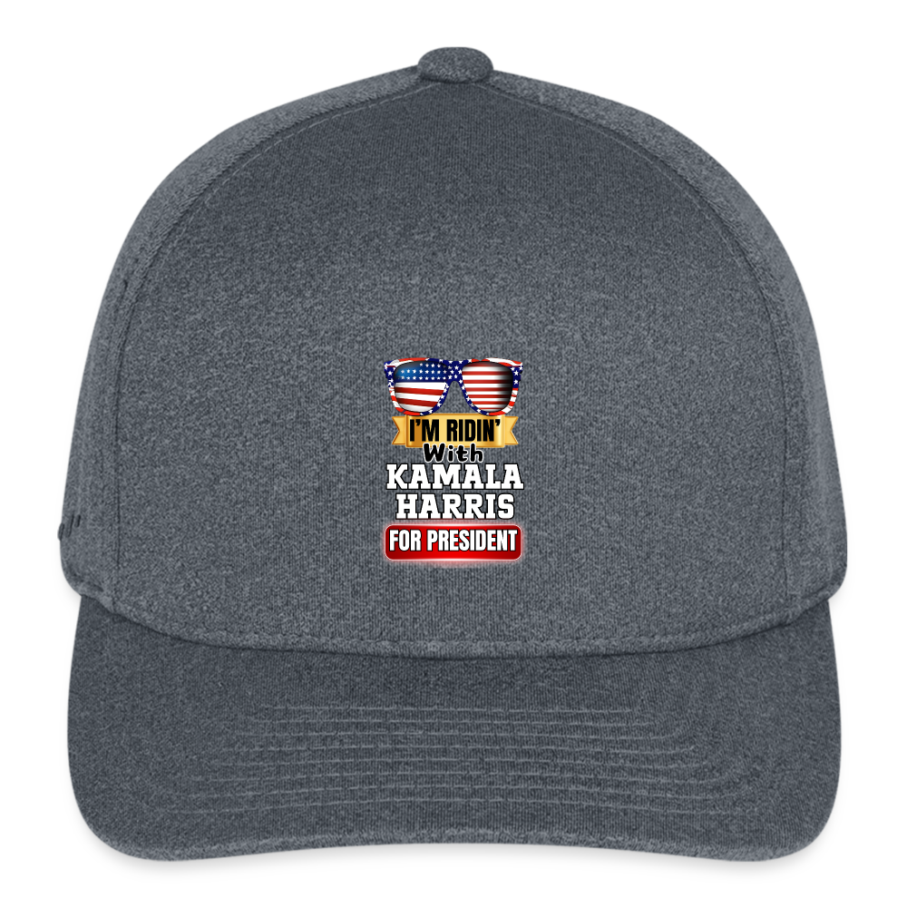 I'm Ridin with Kamala Harris for President. Flexfit Fitted Melange Baseball Cap - dark heather gray