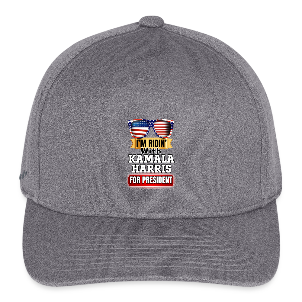 I'm Ridin with Kamala Harris for President. Flexfit Fitted Melange Baseball Cap - light heather gray