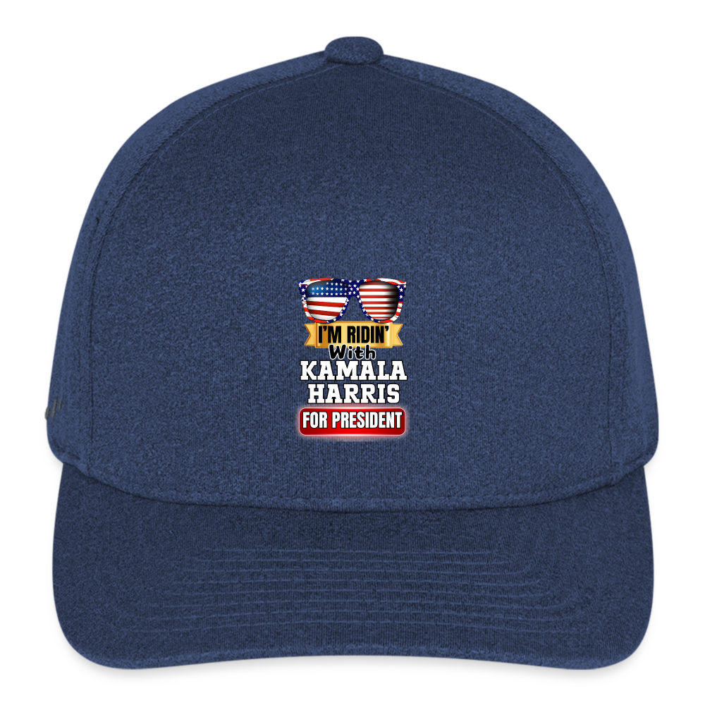 I'm Ridin with Kamala Harris for President. Flexfit Fitted Melange Baseball Cap - heather navy