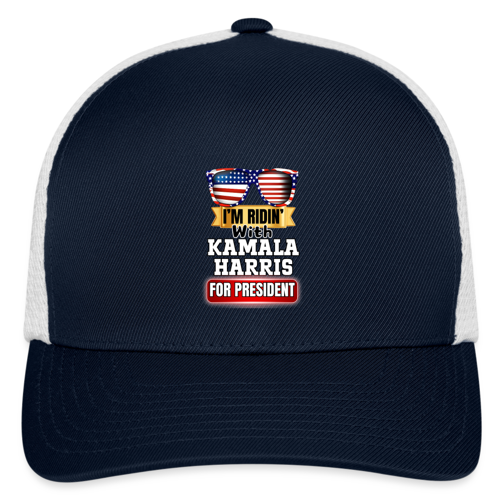 I'm Ridin with Kamala Harris for President. Flexfit Fitted Baseball Cap - navy/white