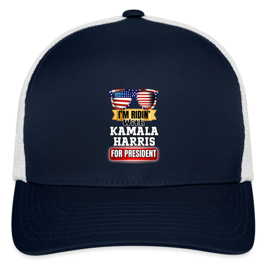 I'm Ridin with Kamala Harris for President. Flexfit Fitted Baseball Cap - navy/white