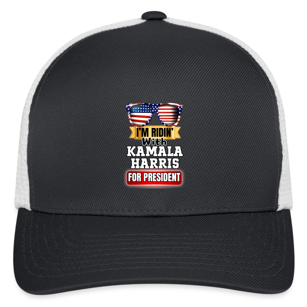 I'm Ridin with Kamala Harris for President. Flexfit Fitted Baseball Cap - dark gray/white