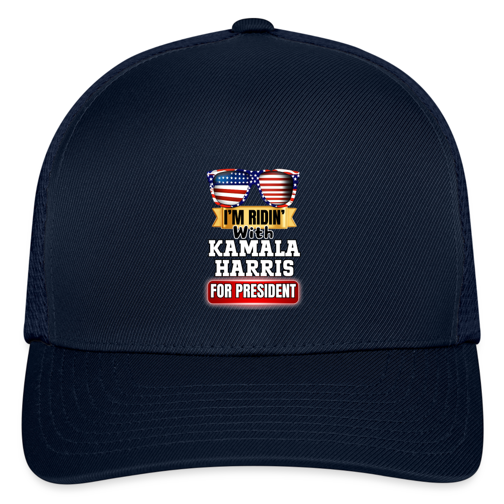 I'm Ridin with Kamala Harris for President. Flexfit Fitted Baseball Cap - navy