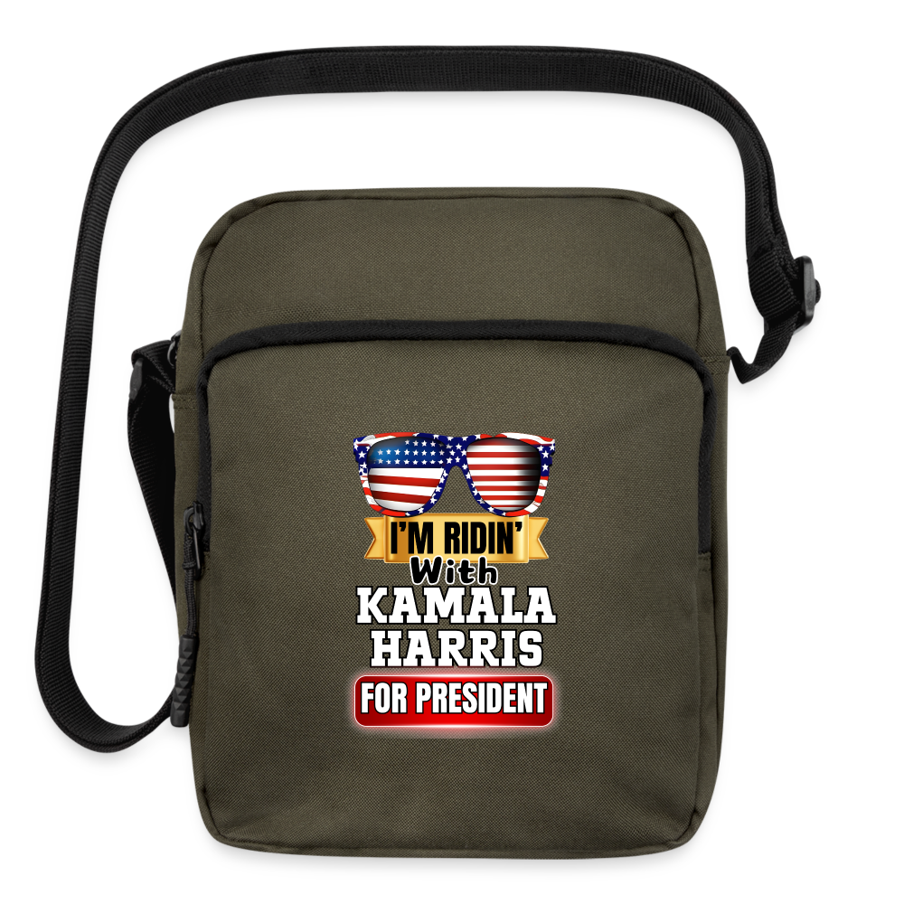 I'm Ridin with Kamala Harris for President. Upright Crossbody Bag - olive