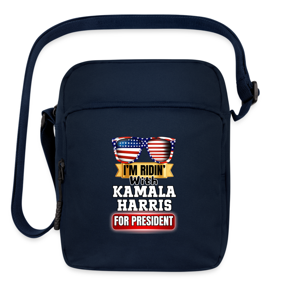 I'm Ridin with Kamala Harris for President. Upright Crossbody Bag - navy