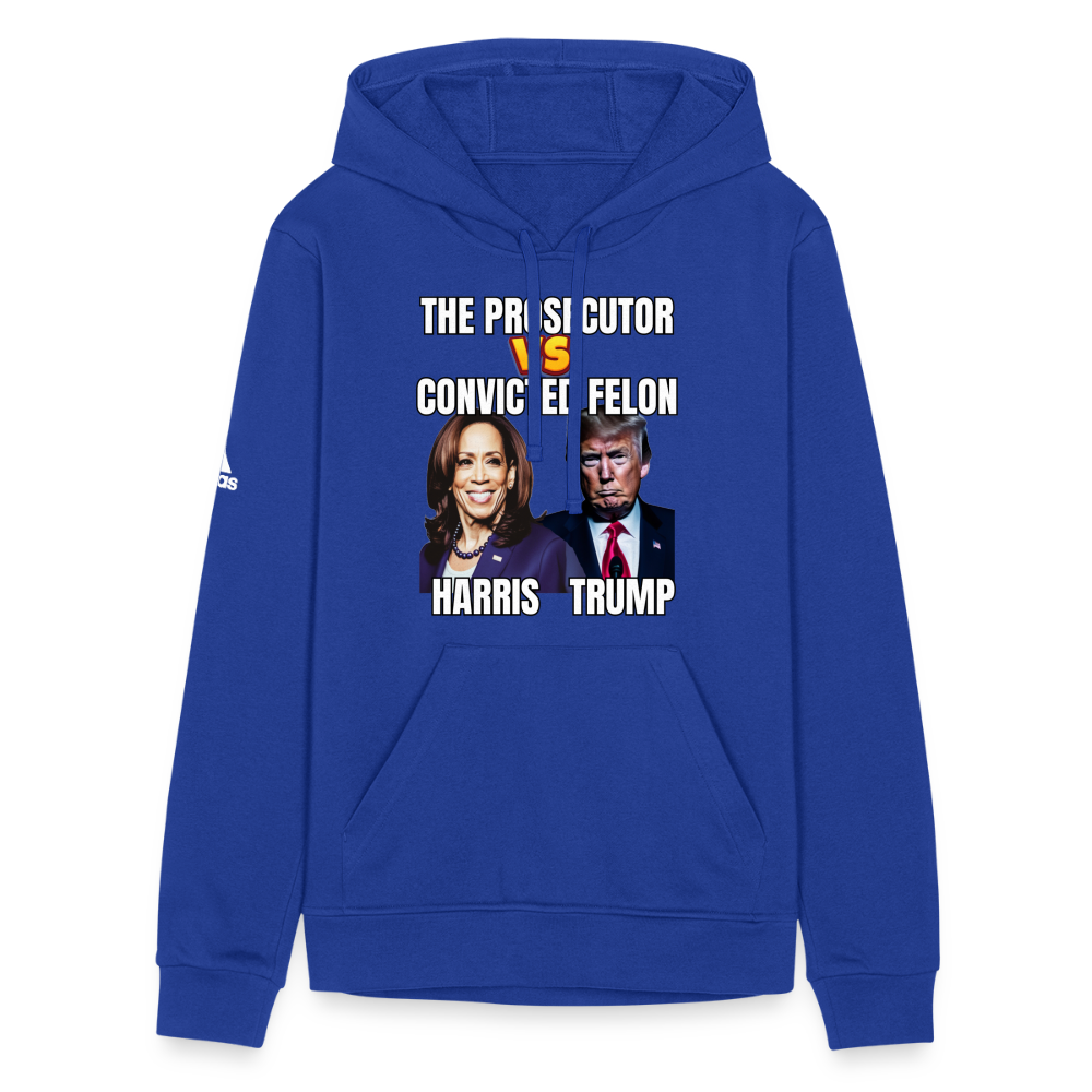 Kamala Harris Versus Donald Trump, The prosecutor faces the convicted felon. Adidas Unisex Fleece Hoodie - royal blue