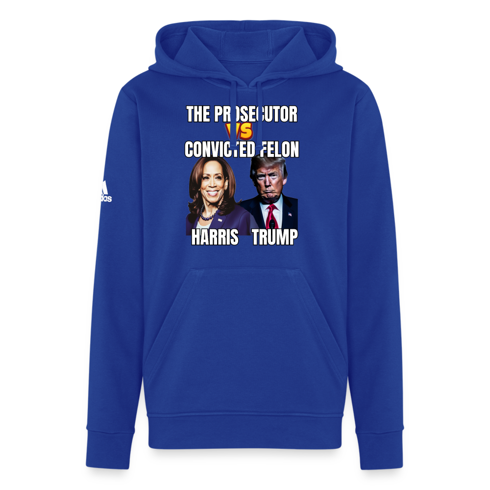 Kamala Harris Versus Donald Trump, The prosecutor faces the convicted felon. Adidas Unisex Fleece Hoodie - royal blue