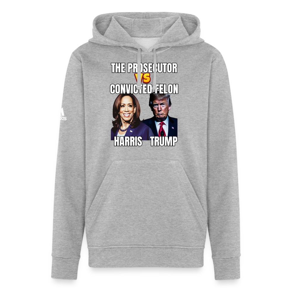 Kamala Harris Versus Donald Trump, The prosecutor faces the convicted felon. Adidas Unisex Fleece Hoodie - heather gray