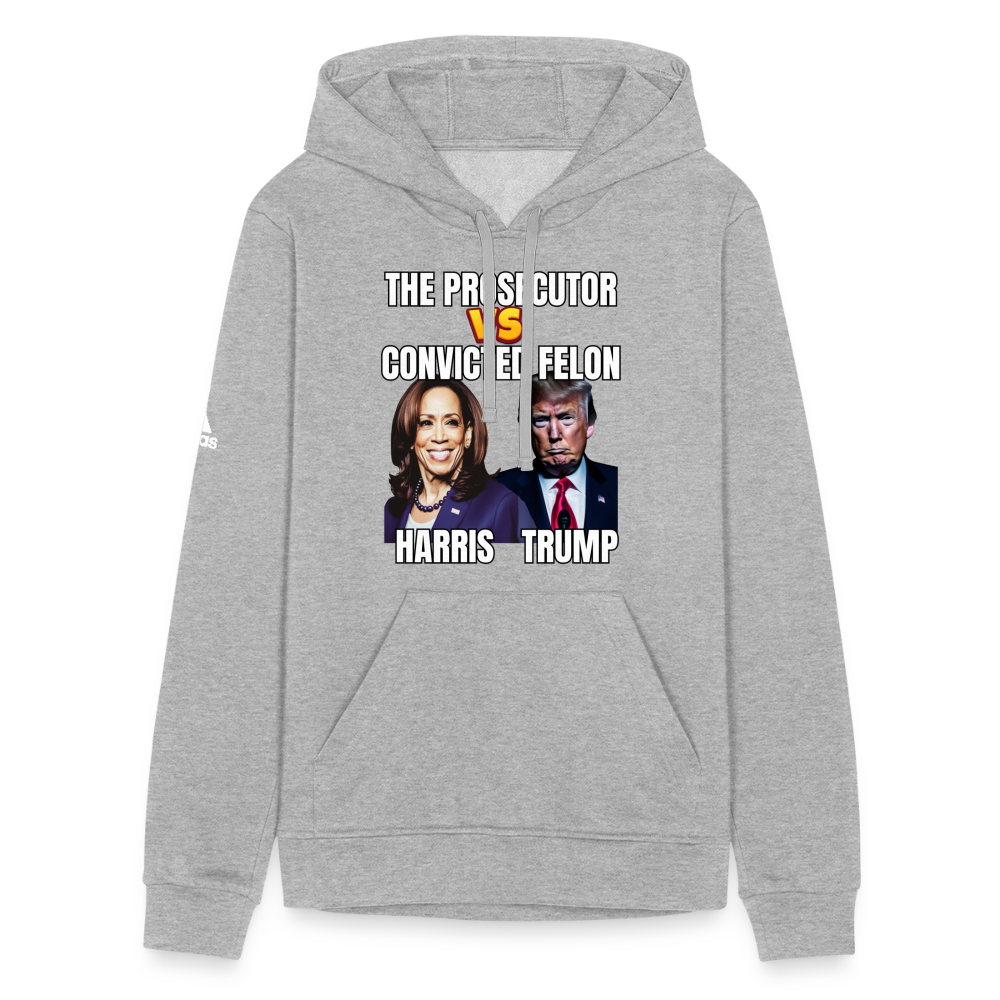 Kamala Harris Versus Donald Trump, The prosecutor faces the convicted felon. Adidas Unisex Fleece Hoodie - heather gray