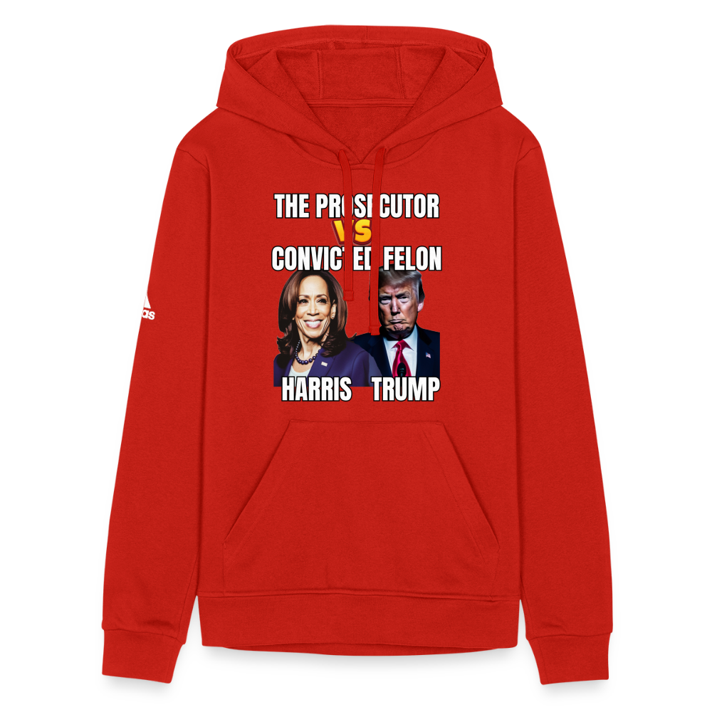 Kamala Harris Versus Donald Trump, The prosecutor faces the convicted felon. Adidas Unisex Fleece Hoodie - red