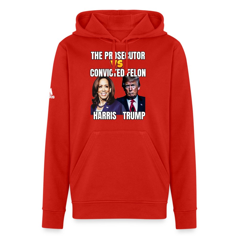 Kamala Harris Versus Donald Trump, The prosecutor faces the convicted felon. Adidas Unisex Fleece Hoodie - red