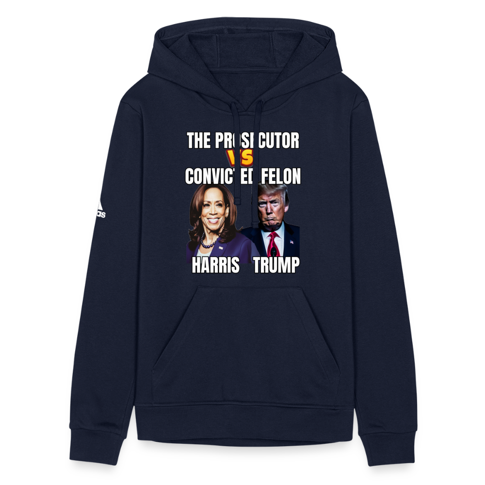 Kamala Harris Versus Donald Trump, The prosecutor faces the convicted felon. Adidas Unisex Fleece Hoodie - french navy