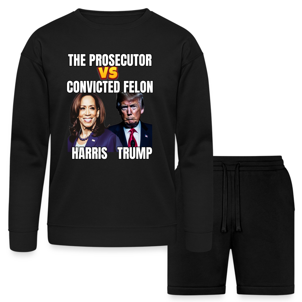 Kamala Harris Versus Donald Trump, The prosecutor faces the convicted felon. Bella + Canvas Unisex Sweatshirt & Short Set - black