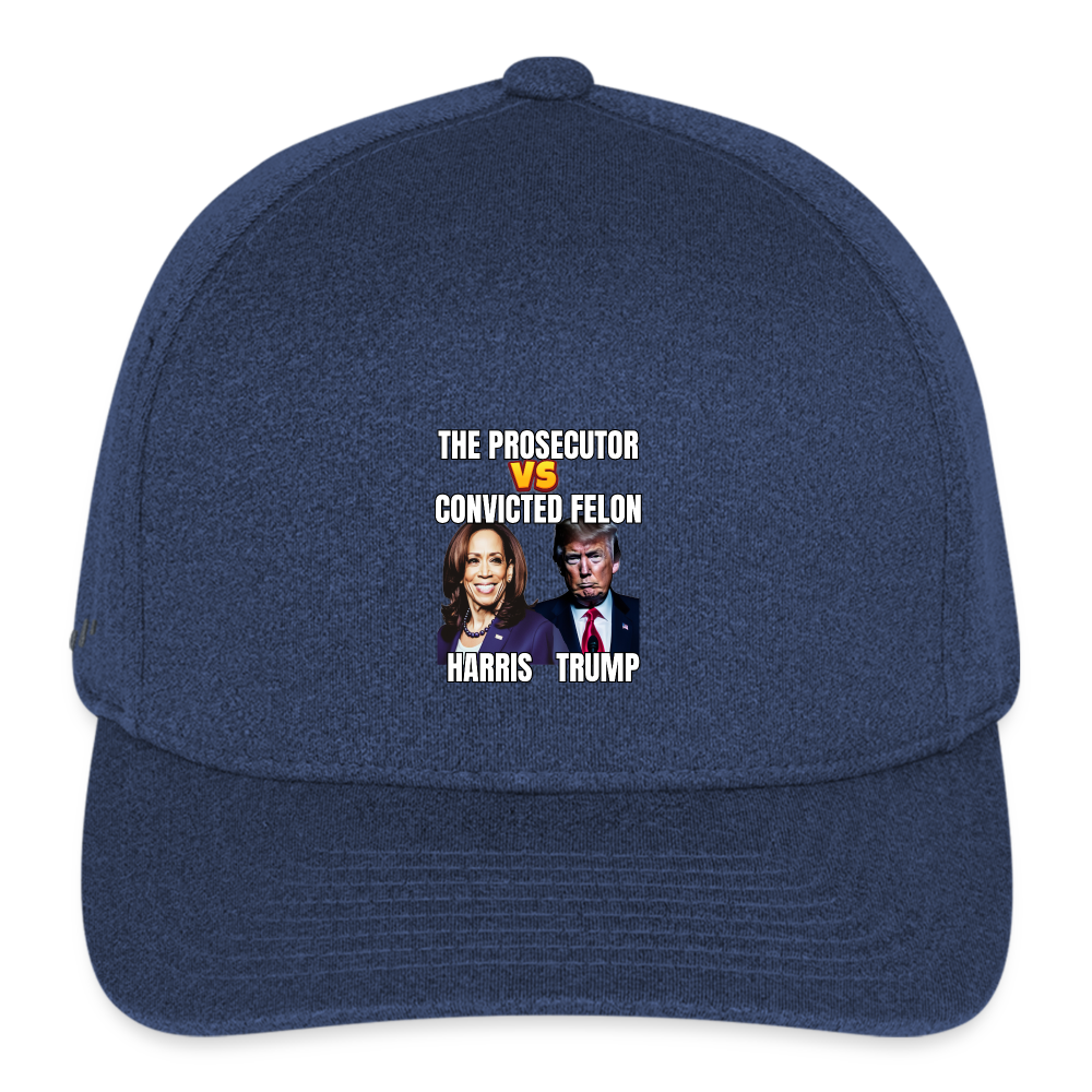 Kamala Harris Versus Donald Trump, The prosecutor faces the convicted felon. Flexfit Fitted Melange Baseball Cap - heather navy