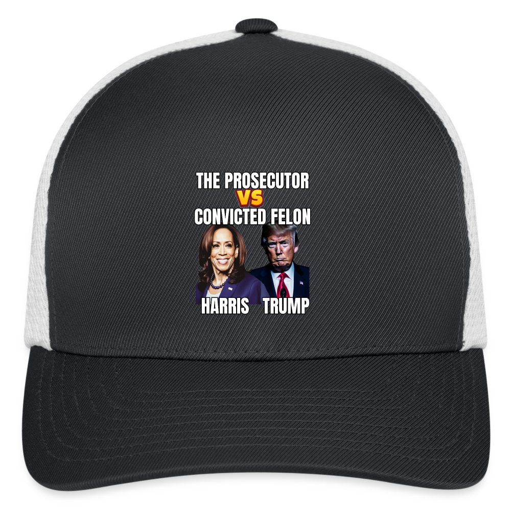 Kamala Harris Versus Donald Trump, The prosecutor faces the convicted felon. Flexfit Fitted Baseball Cap - dark gray/white