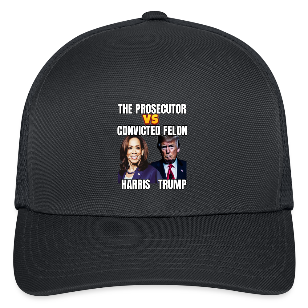 Kamala Harris Versus Donald Trump, The prosecutor faces the convicted felon. Flexfit Fitted Baseball Cap - charcoal