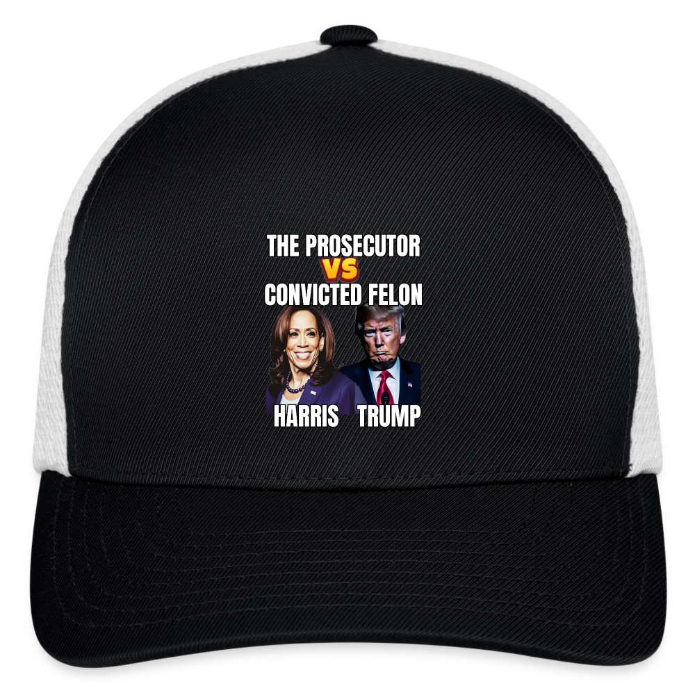 Kamala Harris Versus Donald Trump, The prosecutor faces the convicted felon. Flexfit Fitted Baseball Cap - black/white