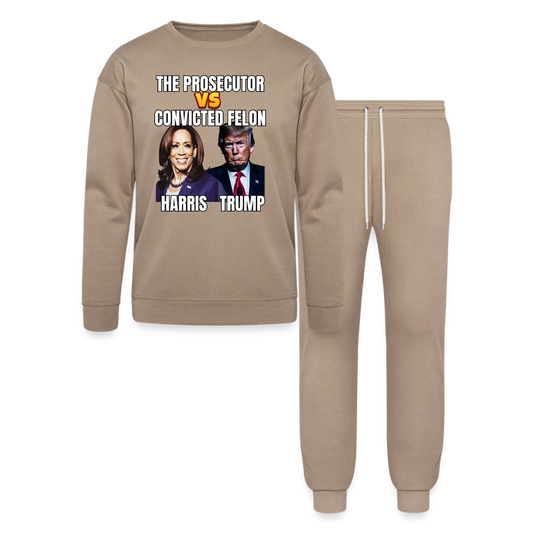 Kamala Harris Versus Donald Trump, The prosecutor faces the convicted felon. Bella + Canvas Unisex Lounge Wear Set - tan