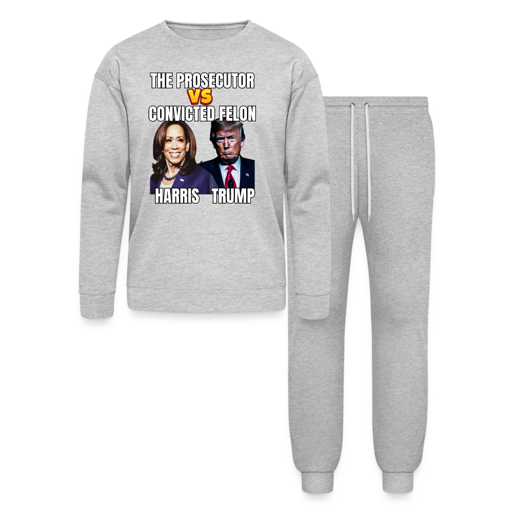 Kamala Harris Versus Donald Trump, The prosecutor faces the convicted felon. Bella + Canvas Unisex Lounge Wear Set - heather gray