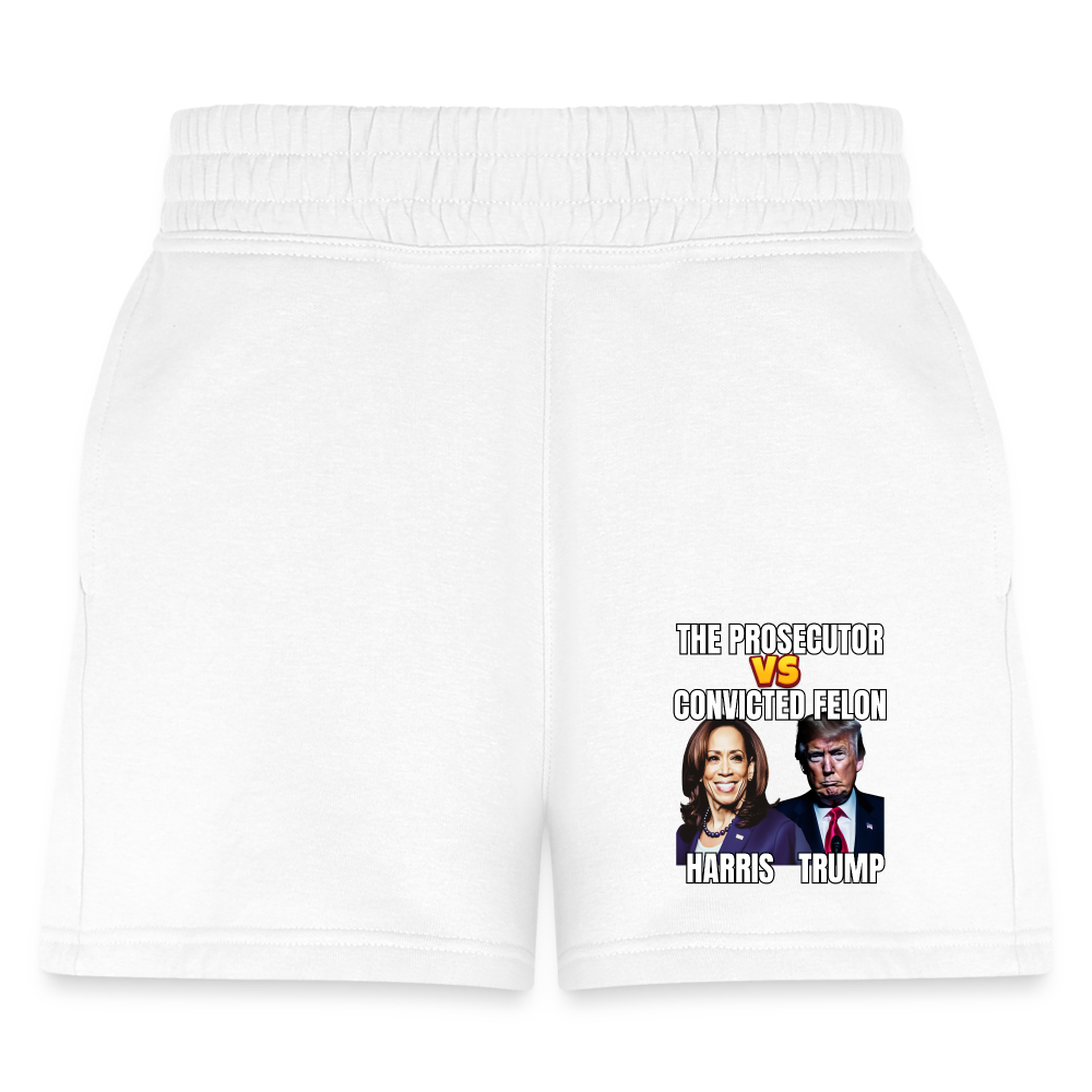 Kamala Harris Versus Donald Trump, The prosecutor faces the convicted felon. Women's Jogger Short - white