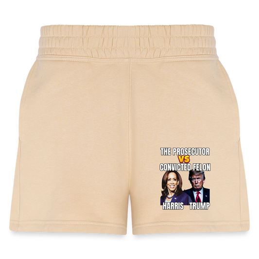 Kamala Harris Versus Donald Trump, The prosecutor faces the convicted felon. Women's Jogger Short - nude