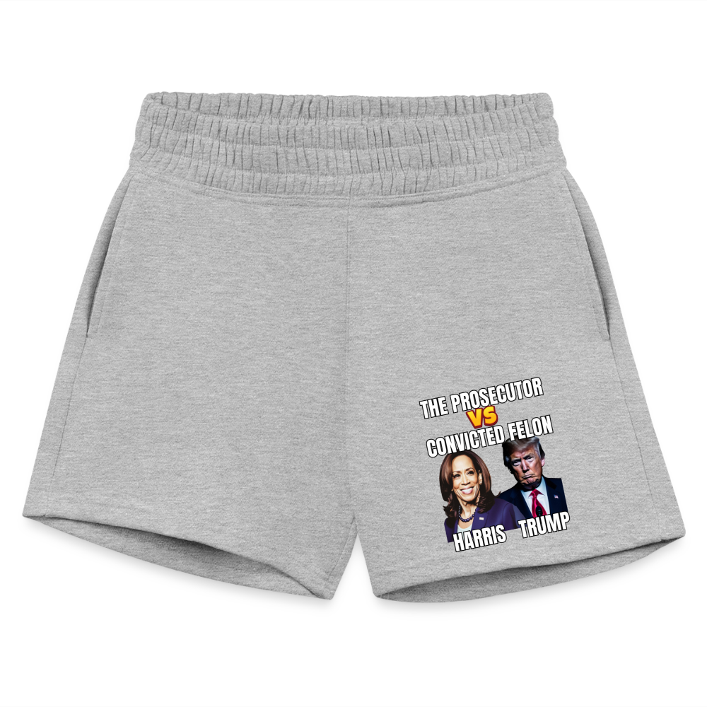 Kamala Harris Versus Donald Trump, The prosecutor faces the convicted felon. Women's Jogger Short - heather gray