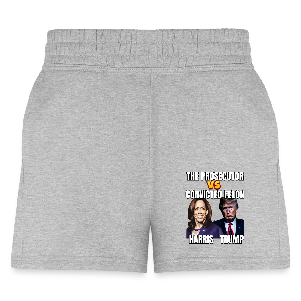 Kamala Harris Versus Donald Trump, The prosecutor faces the convicted felon. Women's Jogger Short - heather gray