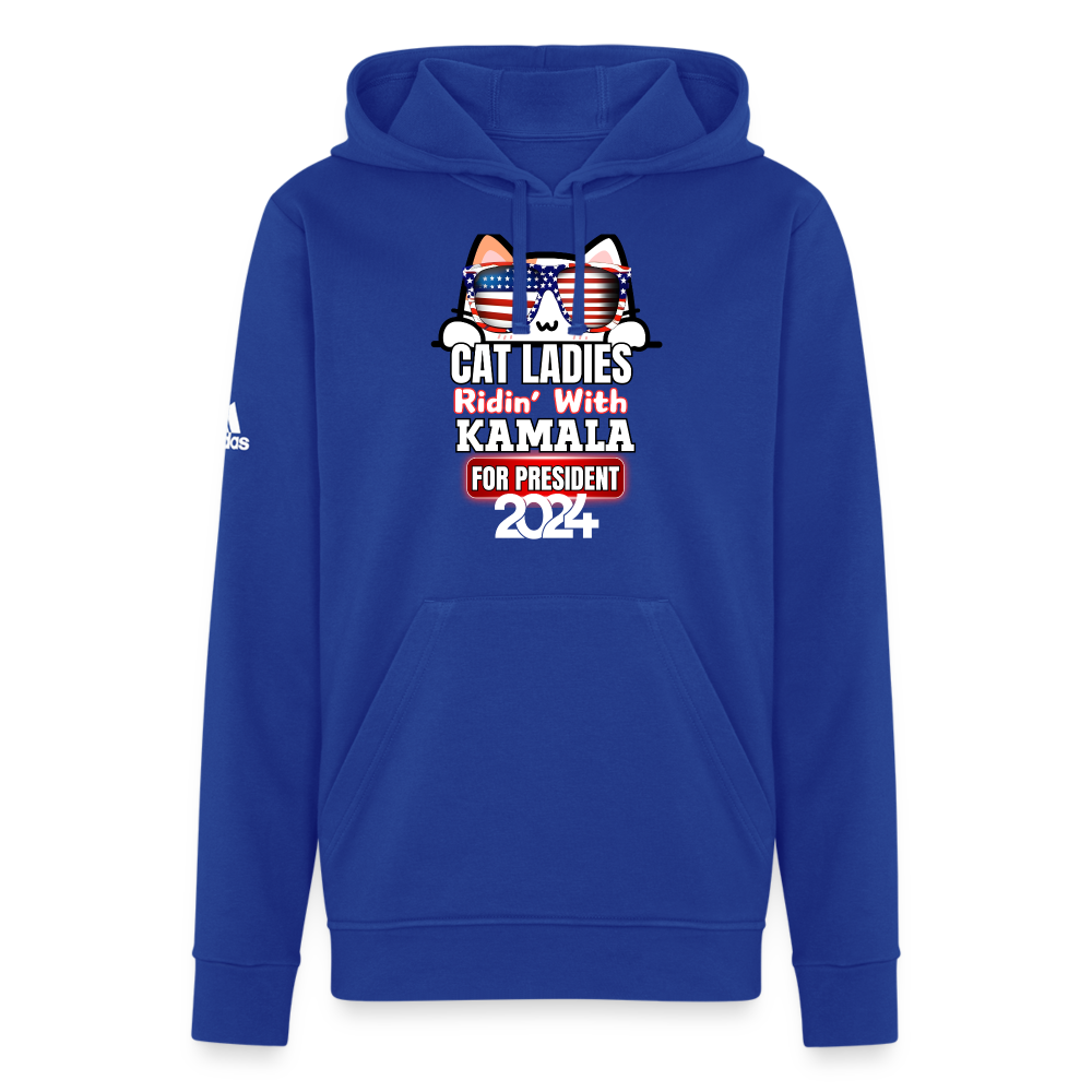 Cat Ladies ridin with Kamala Harris for presidents. Adidas Unisex Fleece Hoodie - royal blue