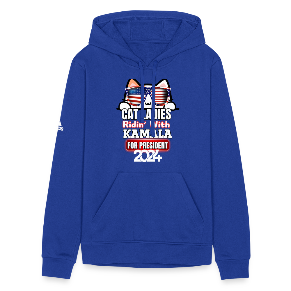 Cat Ladies ridin with Kamala Harris for presidents. Adidas Unisex Fleece Hoodie - royal blue