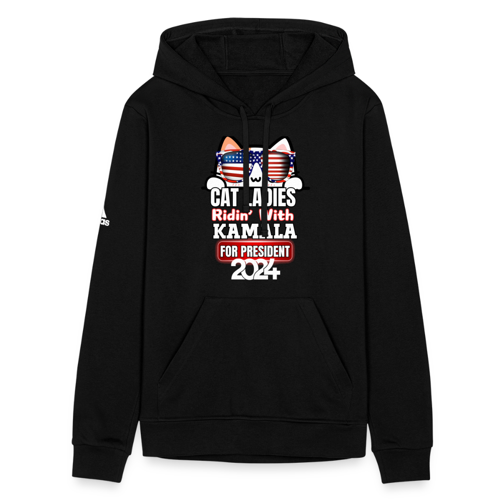 Cat Ladies ridin with Kamala Harris for presidents. Adidas Unisex Fleece Hoodie - black