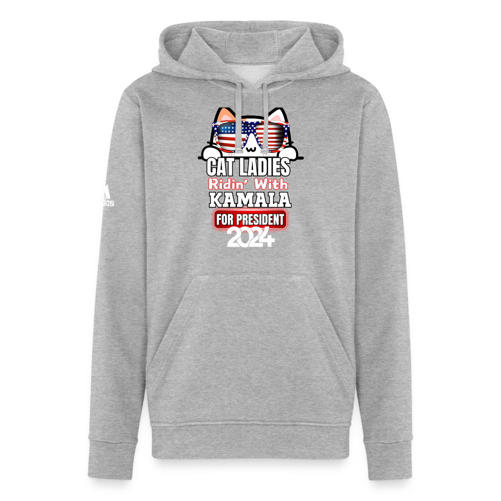 Cat Ladies ridin with Kamala Harris for presidents. Adidas Unisex Fleece Hoodie - heather gray