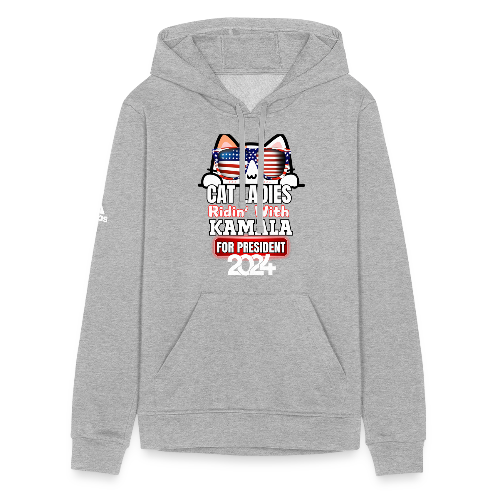 Cat Ladies ridin with Kamala Harris for presidents. Adidas Unisex Fleece Hoodie - heather gray