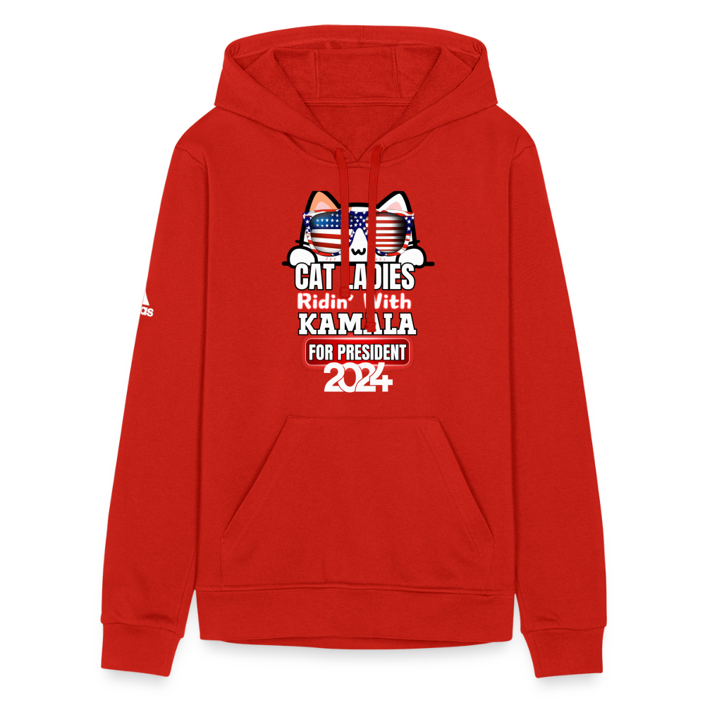 Cat Ladies ridin with Kamala Harris for presidents. Adidas Unisex Fleece Hoodie - red