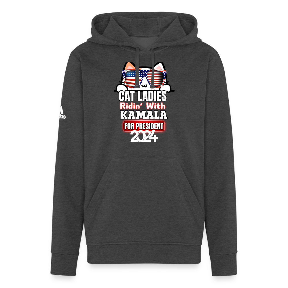 Cat Ladies ridin with Kamala Harris for presidents. Adidas Unisex Fleece Hoodie - charcoal grey