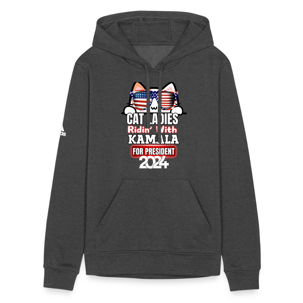 Cat Ladies ridin with Kamala Harris for presidents. Adidas Unisex Fleece Hoodie - charcoal grey