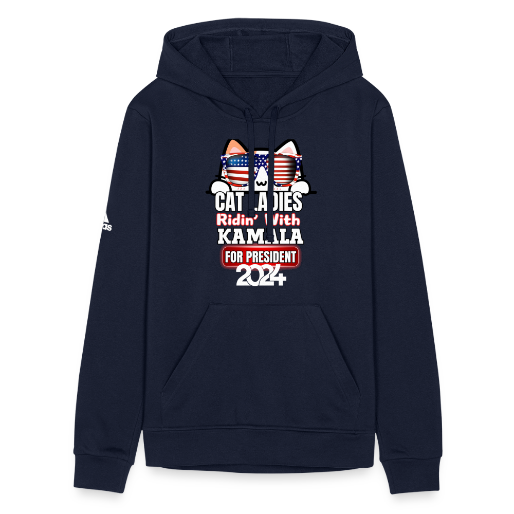 Cat Ladies ridin with Kamala Harris for presidents. Adidas Unisex Fleece Hoodie - french navy