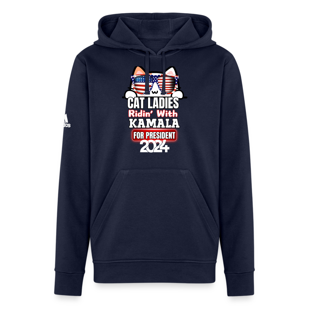 Cat Ladies ridin with Kamala Harris for presidents. Adidas Unisex Fleece Hoodie - french navy