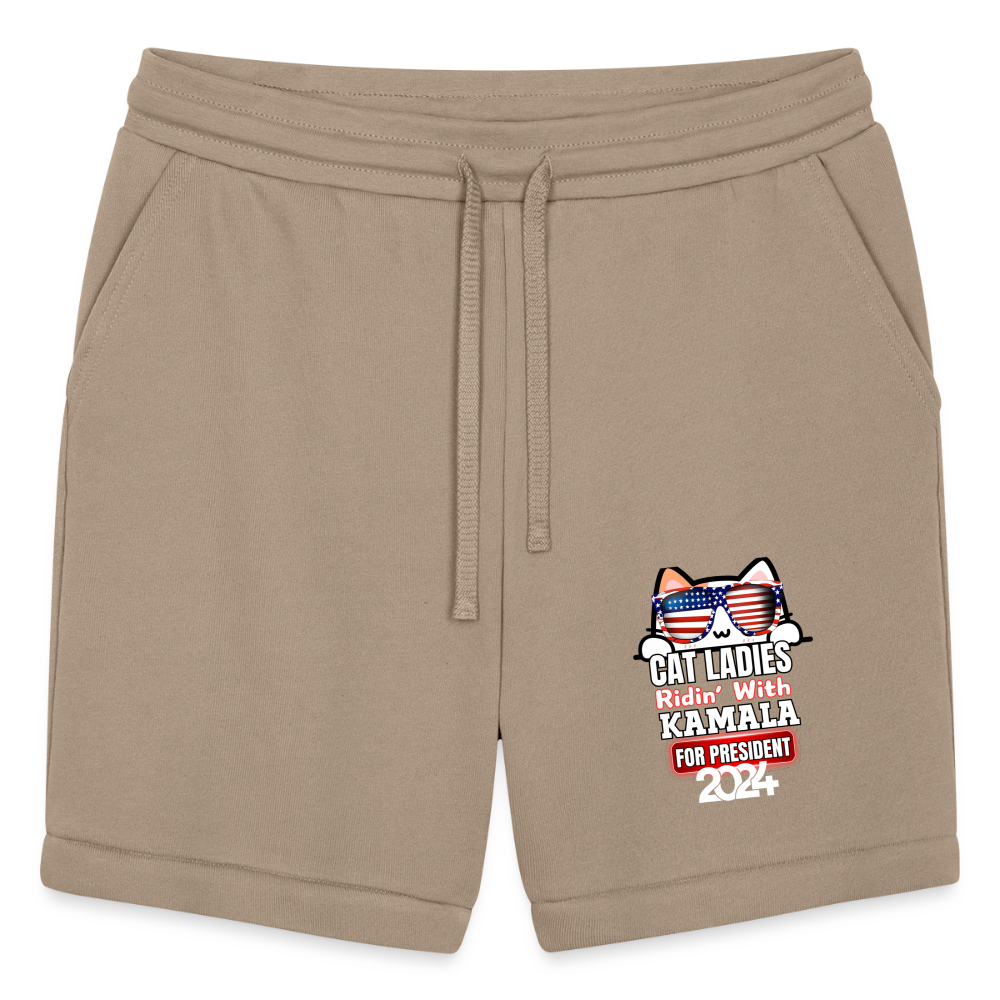 Cat Ladies ridin with Kamala Harris for presidents. Bella + Canvas Unisex Short - tan