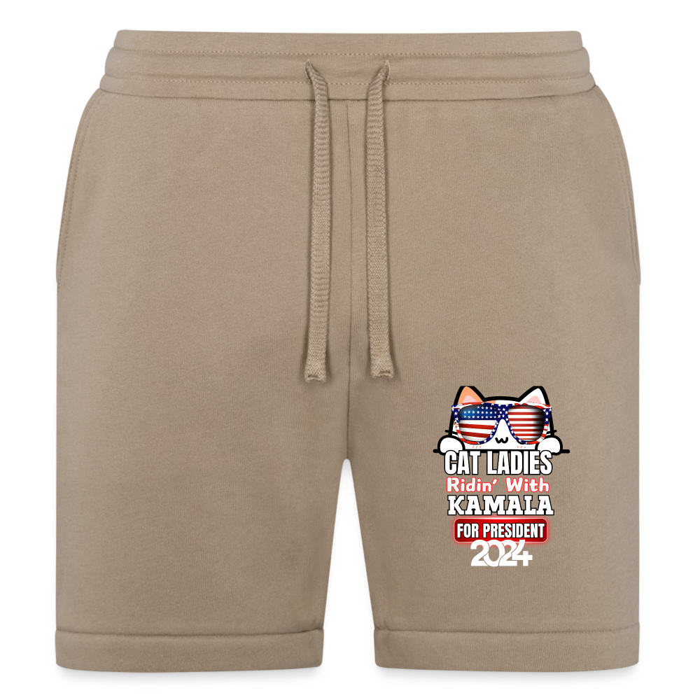 Cat Ladies ridin with Kamala Harris for presidents. Bella + Canvas Unisex Short - tan