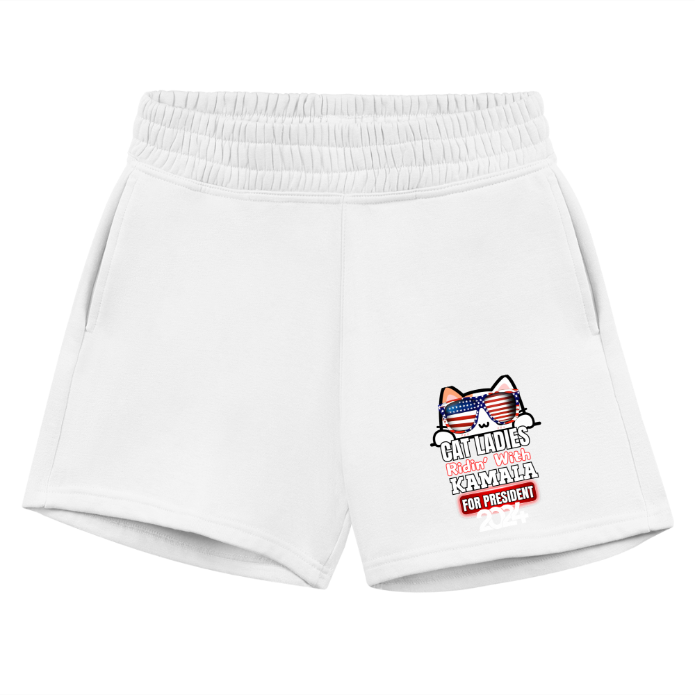 Cat Ladies ridin with Kamala Harris for presidents. Women's Jogger Short - white