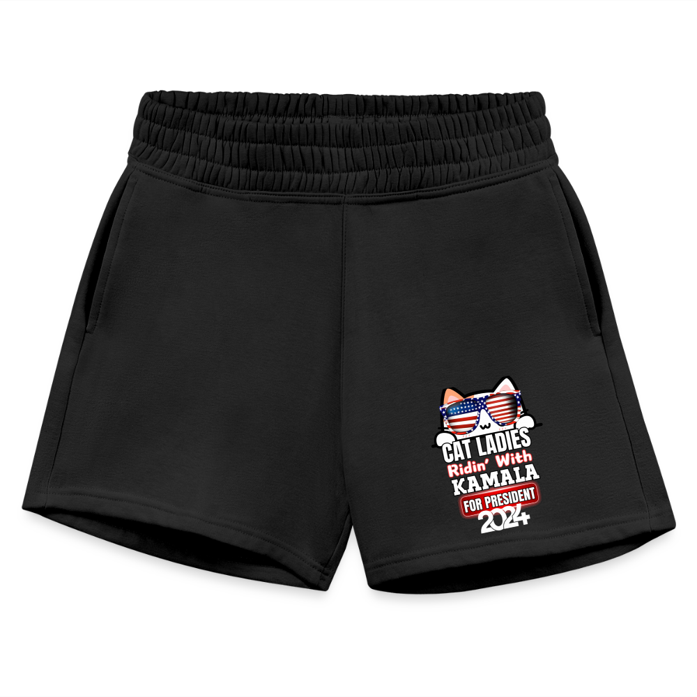 Cat Ladies ridin with Kamala Harris for presidents. Women's Jogger Short - black