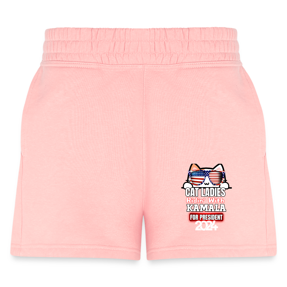 Cat Ladies ridin with Kamala Harris for presidents. Women's Jogger Short - light pink