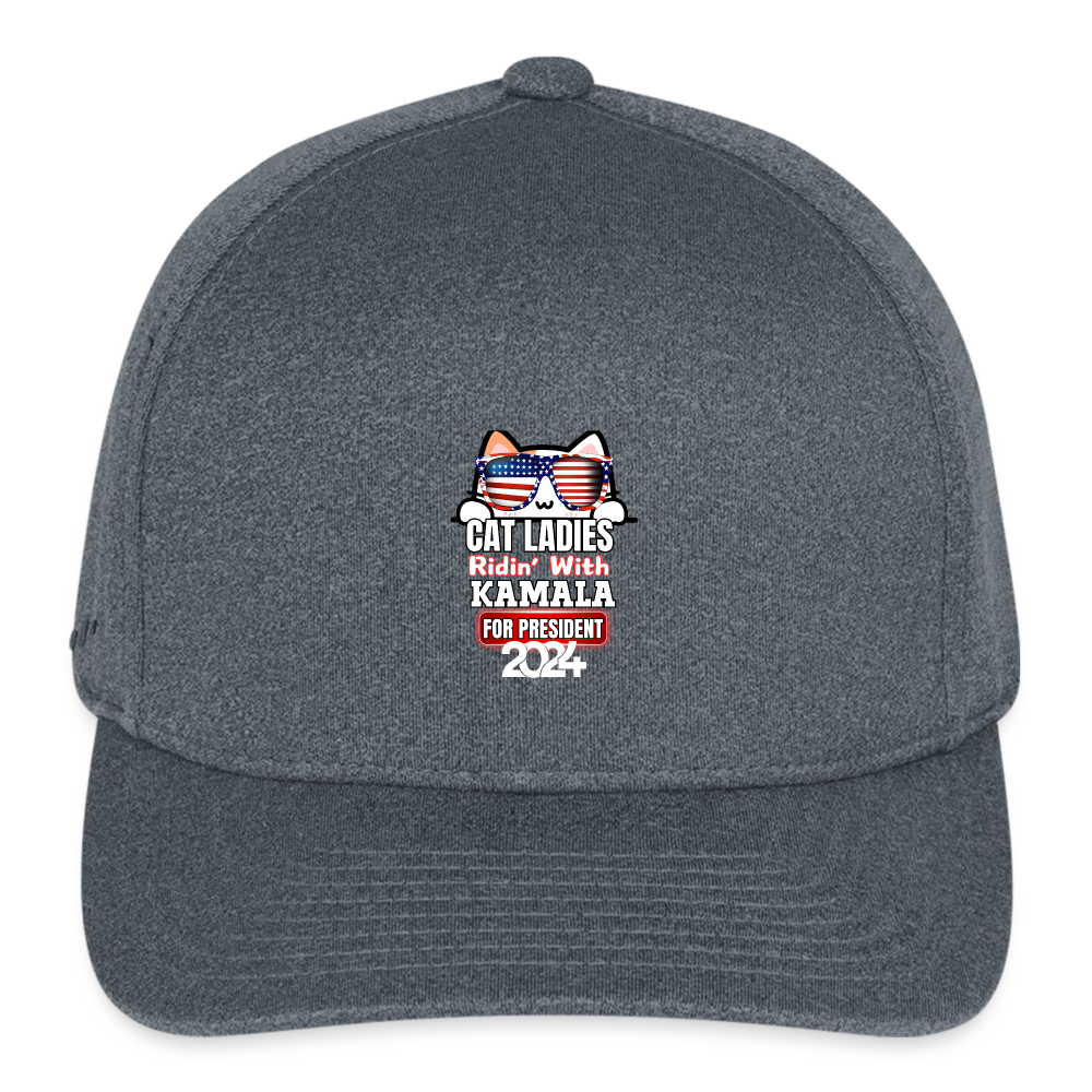 Cat Ladies ridin with Kamala Harris for presidents. Flexfit Fitted Melange Baseball Cap - dark heather gray