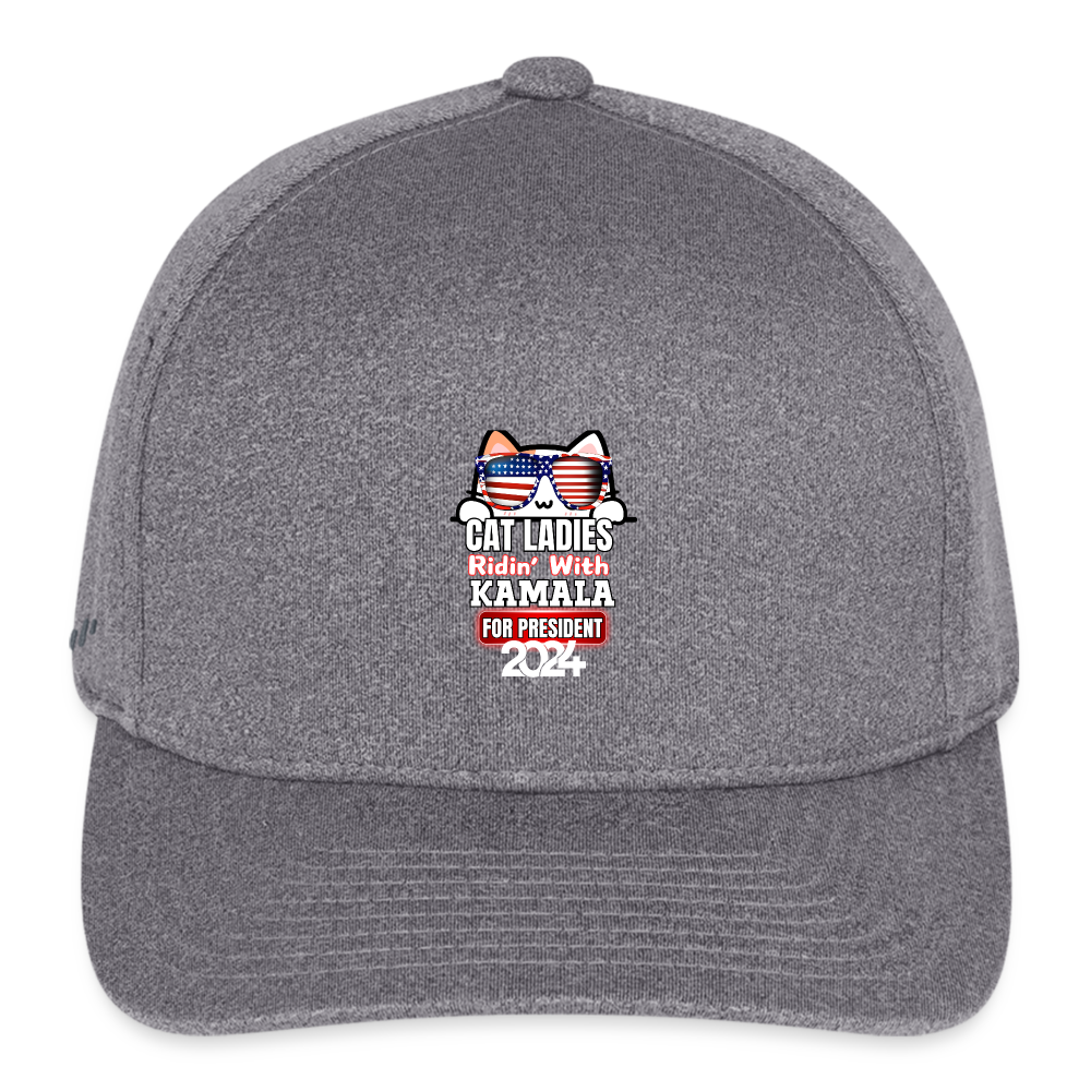 Cat Ladies ridin with Kamala Harris for presidents. Flexfit Fitted Melange Baseball Cap - light heather gray