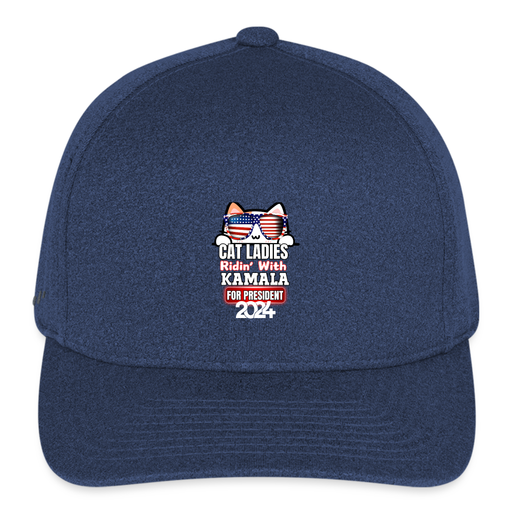 Cat Ladies ridin with Kamala Harris for presidents. Flexfit Fitted Melange Baseball Cap - heather navy