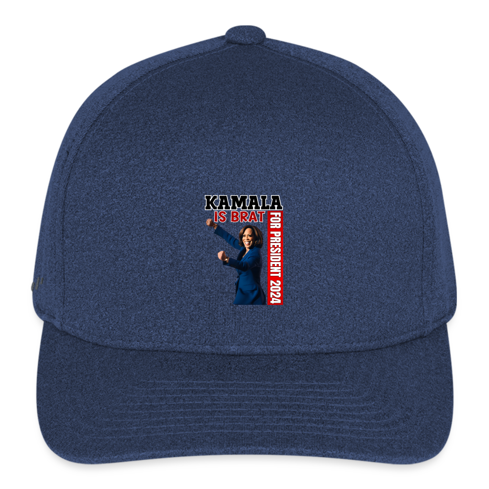 Kamala is brat, for president 2024, Flexfit Fitted Melange Baseball Cap - heather navy