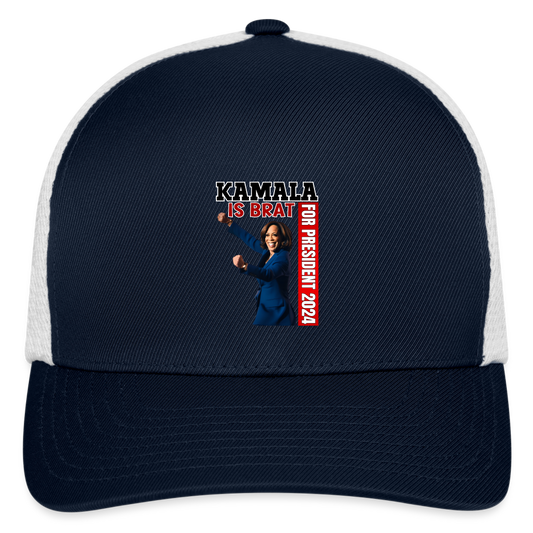 Kamala is brat, for president 2024, Flexfit Fitted Baseball Cap - navy/white