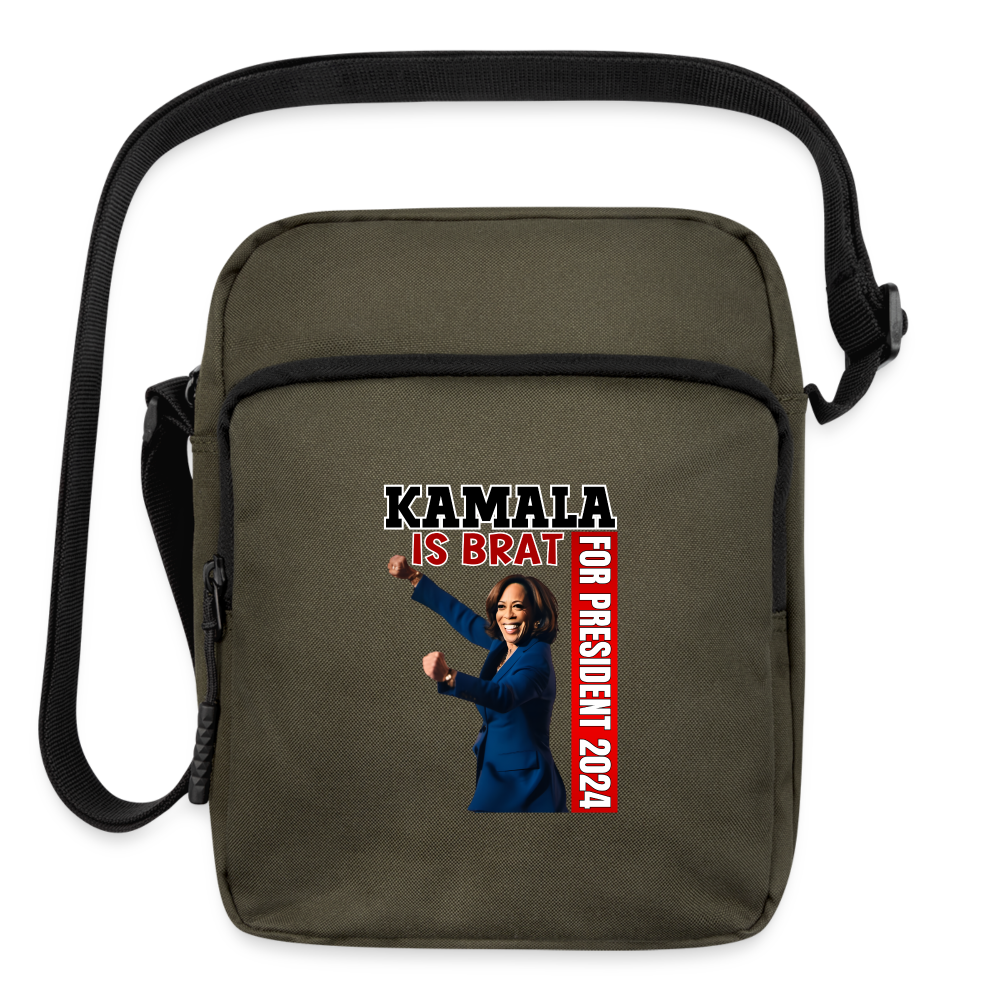 Kamala is brat, for president 2024, Upright Crossbody Bag - olive