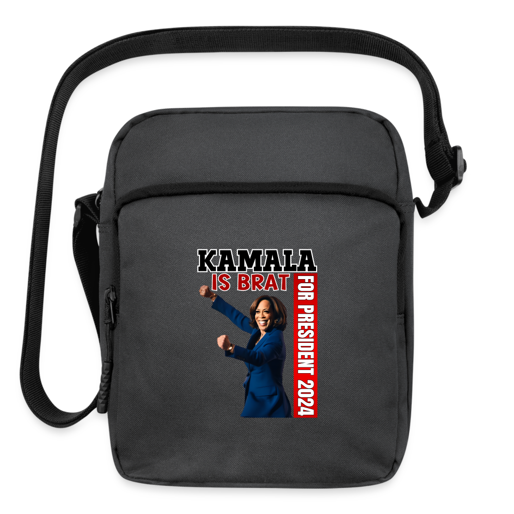 Kamala is brat, for president 2024, Upright Crossbody Bag - charcoal grey